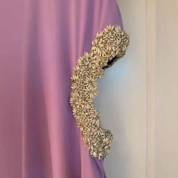 NWOT BRONX AND BANCO Camila Lilac Rhinestone Cutout Maxi Dress - Picture 9 of 15